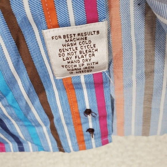 Peter Millar Shirt Mens XL Blue Pink White Striped Long Sleeve Button Up Cotton - Picture 10 of 13